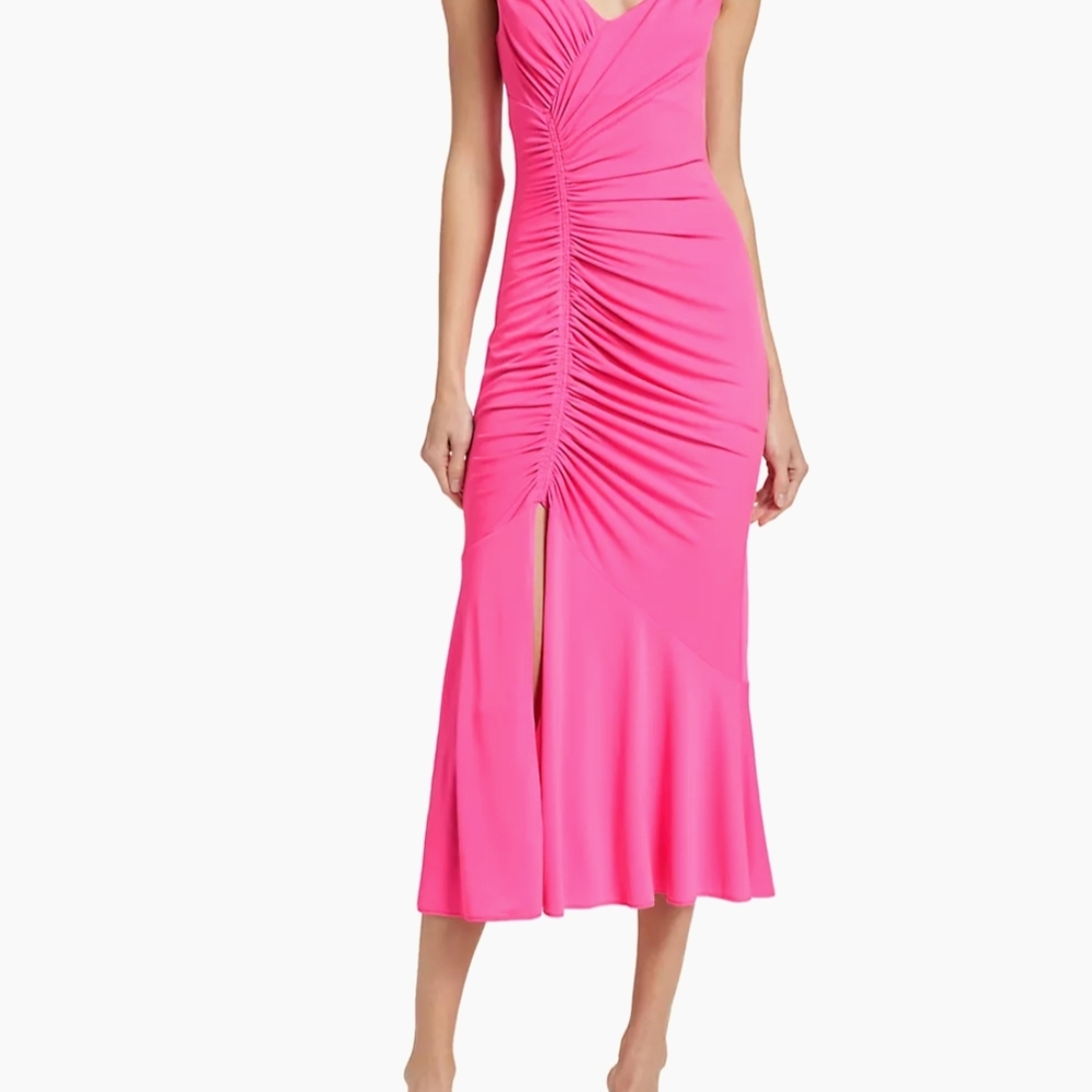 Elegant Pink Ruched Dress